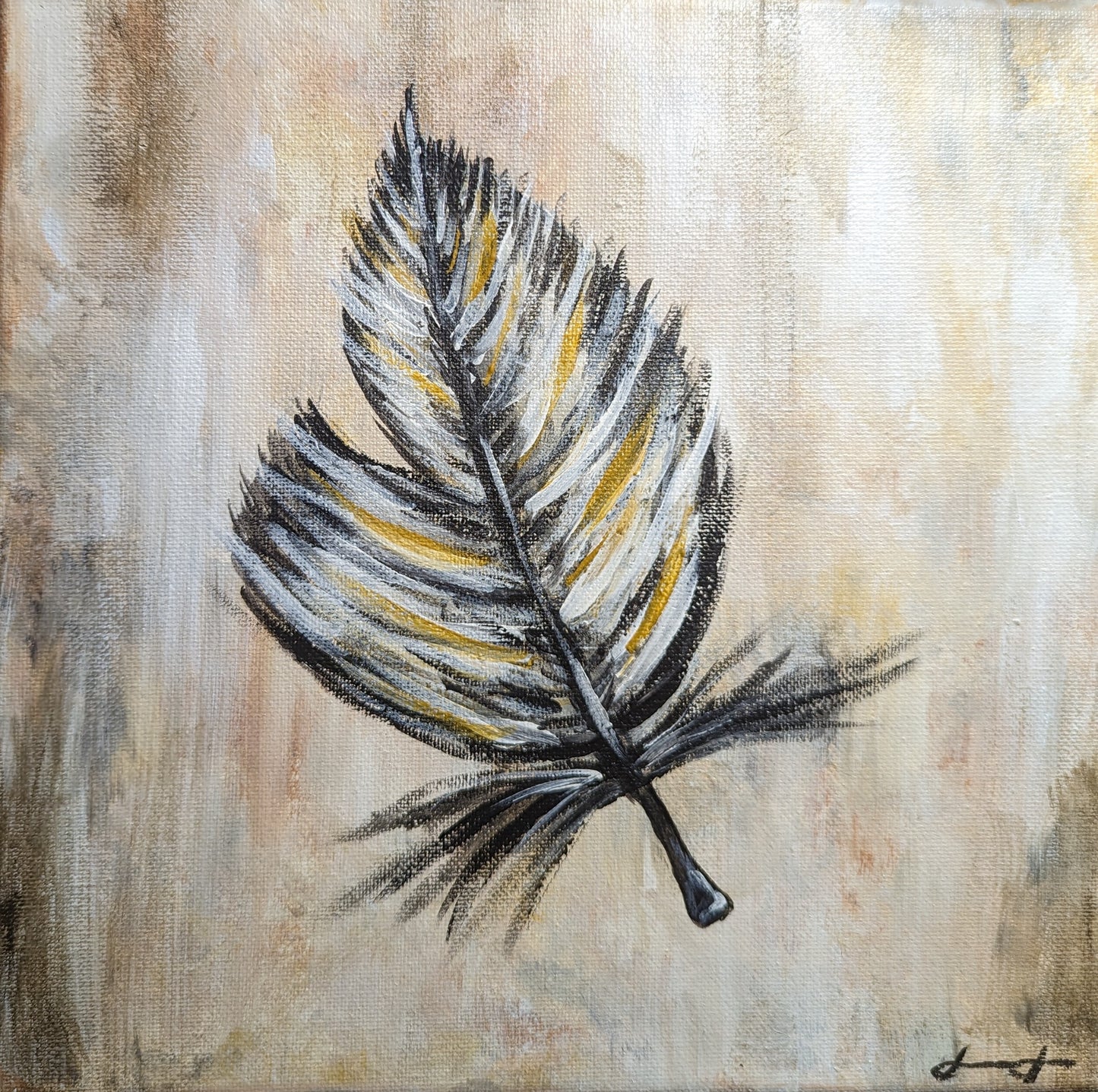 Rustic Feathers A - Abstract Nature Painting - Acrylic Painting on Stretched Canvas